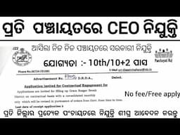 Odisha Panchayat CEO Recruitment 2024 ! Panchayat Level Govt Jobs in Odisha ! Odisha Govt Jobs