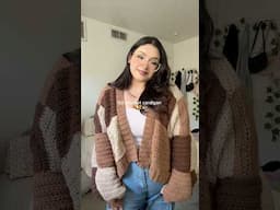 Brown c￼rochet patchwork cardigan 🍂🧸🤎 #crochet #crochetcardiagan ￼#crochetfall