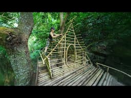 Effort To Complete The Wooden Cabin Shelter - Overnight In The Old Tree, Part 2