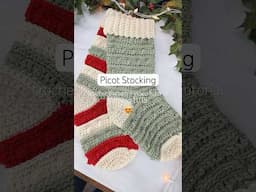 Picot Stocking crochet pattern and video tutorial coming TOMORROW! 🎄❤️ #crochetstocking