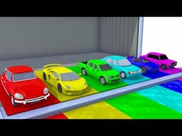 Learn Colors with  Cars Street Vehicles  Water Slide Colors for Kids Nursery Rhymes for Children