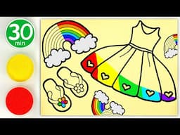 Sand Painting a Rainbow + more Drawing, Coloring Rainbow Pictures for Kids and Toddlers