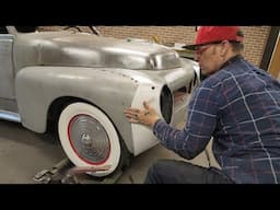 The next fabrication challenge.. extending the fenders to fit the 1938 Ford headlights 🙌