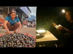 Picking up snails to sell, a kind friend silently helped and a late night meal