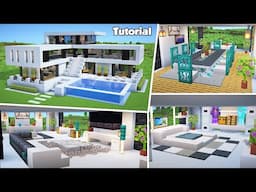 Minecraft: Modern House #52 Interior Tutorial - How to Build - 💡Material List in Description!