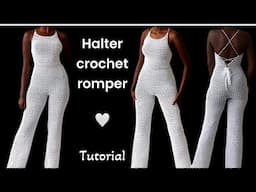 Crochet halter mesh romper / jumpsuit tutorial