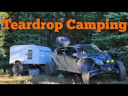 Campimg in an offroad teardrop trailer.  UTV camping trailer, off-road camper,