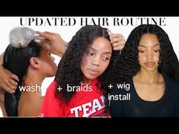 ITS BEEN A MIN DOLLS! Updated Natural Hair Routine | heat damage, trying Olaplex + wig install