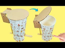 Easy DIY Mini Dustbin With Paper Cup & Cardboard, How To Make Dustbin At Home, DIY Dustbin