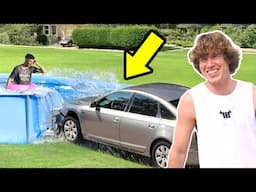 Crazy Guy Crashes Into My Pool!