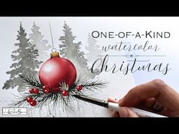 DAZZLING Yet SIMPLE One-of-a-Kind Christmas Card/Painting for Watercolor! Easy Step-by-Step Tutorial