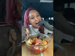 A Whole Lobster Tail SEAFOOD BOIL Mukbang in the Car #mukbang #queenbeast #foodie #seafood #lobster