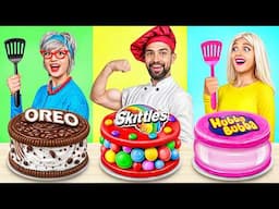 Me vs Grandma Cooking Challenge! Cake Decorating Challenge 24 Hours by MEGA GAME