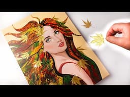 A New DIMENSION of Acrylic Pouring - Beautiful Autumn Woman Acrylic Swipe | AB Creative Tutorial