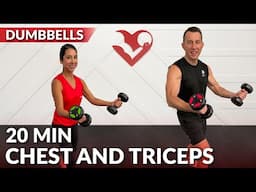 20 Min Dumbbell Chest Workout at Home - Chest and Triceps Exercises