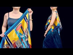 Cut a tank top easily from a square | Make a Gorgeous Blouse from a Boring Silk Scarf