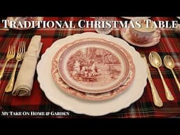 Traditional Christmas Table Featuring Spode Red Transferware and Plaid!!!