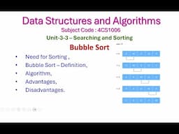 Bubble Sort-3-3-Data Structures and Algorithms-Unit-3-Searching and Sorting-4CS1006