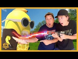 Giant Mega Banana Monster Battles LB & Aaron the FunQuesters!