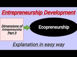 Dimensions of Entrepreneurship- Part 3 || Ecopreneurship || Entrepreneurship Development