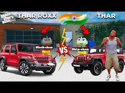 Shinchan new Mahindra THAR ROXX Car VS BlackChan old Mahindra THAR Car Fight in GTA 5 | Candy Gamer