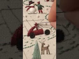 Learn how to embroider the car with the tree on top | Christmas Tree Journey ornament