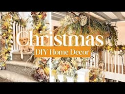 DIY Christmas STAIRCASE Decorating Ideas ~ Thrifted & Natural Decor