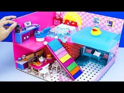 DIY Miniature House with Rainbow Stairs & Pool | Cardboard Craft Tutorial