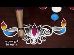 Borders rangoli || New Doorstep designs with Diyas || Trendy Borders kolam designs