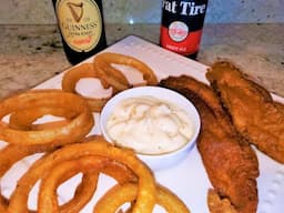 Crispy Beer Batter Fish & Onion Rings - Fried Fish