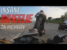 INSANE Motorcycle WHEELIE On Highway Street Bike STUNTS Video MOM Stunt Ride