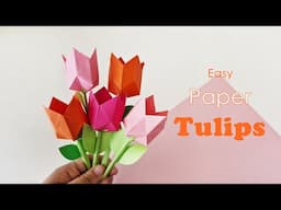 Easy to Make Paper Tulips | Easy to Make Paper Flowers | Origami Tulip| Kirigami Tulip | Paper Tulip