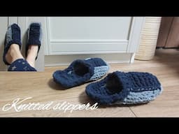 Knitted Guest Slippers /Easy for Beginners [free pattern knitted slipper