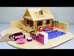 *NEW*  DIY Miniature Popsicle Sticks House | Build Cabin Dream House For School Project