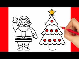 HOW TO DRAW SANTA CLAUS EASY - HOW TO DRAW A CHRISTMAS TREE