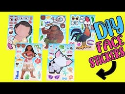 Moana 2 Movie DIY Silly Face Stickers with Maui, Simea, Hei Hei, Pua Dolls