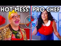 Hot Mess Tries to Keep Up With a Professional Chef! | Hot Mess Express | Snackable