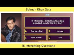 Salman Khan Quiz | Indian Cinema - Entertainment Quiz | 20 Interesting Questions | English