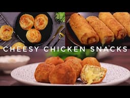 Three Cheesy Snacks Recipes #sausagebreadrolls #chickencheeserolls #pizza