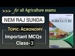 Agronomy Important MCQs Class-3 | Nem Raj Sunda book #agriculture #afo #aao