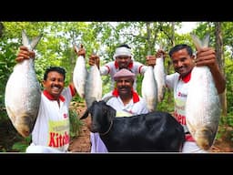 Bengali famous Hilsha fish & Mutton curry recipe | Sorshe Ilish recipe cooking for village people