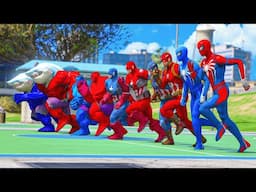 TEAM RED HULK VS BLUE CAPTAIN AMERICA IN SPIDER MAN CHALLENGE SUPERHEROES Running Event #1083