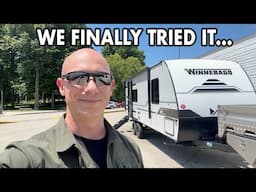 Our First Travel Trailer Experience! RV Camping in a Winnebago M-Series 2326RK