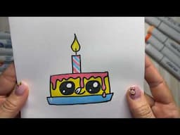 How to draw a cute Birthday Cake