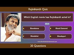 Rajinikanth Quiz | Indian Cinema - Entertainment Quiz | 20 Interesting Questions | English