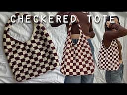 Crochet Checkered Tote Bag Tutorial | In-Depth