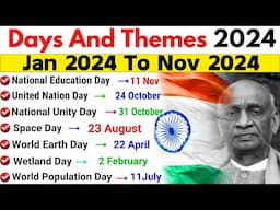 Days and Themes 2024 Current Affairs | Jan to Nov 2024 | Important Days and Themes 2024 | GK Trick