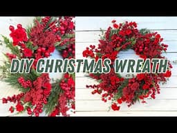 How to make a red berry Christmas wreath/ easy high end holiday wreath tutorial