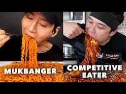 MUKBANGERS vs. COMPETITIVE EATERS doing food challenges 👀