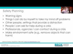 CBT to Prevent Suicide - Early Phase Treatment and Safety Planning